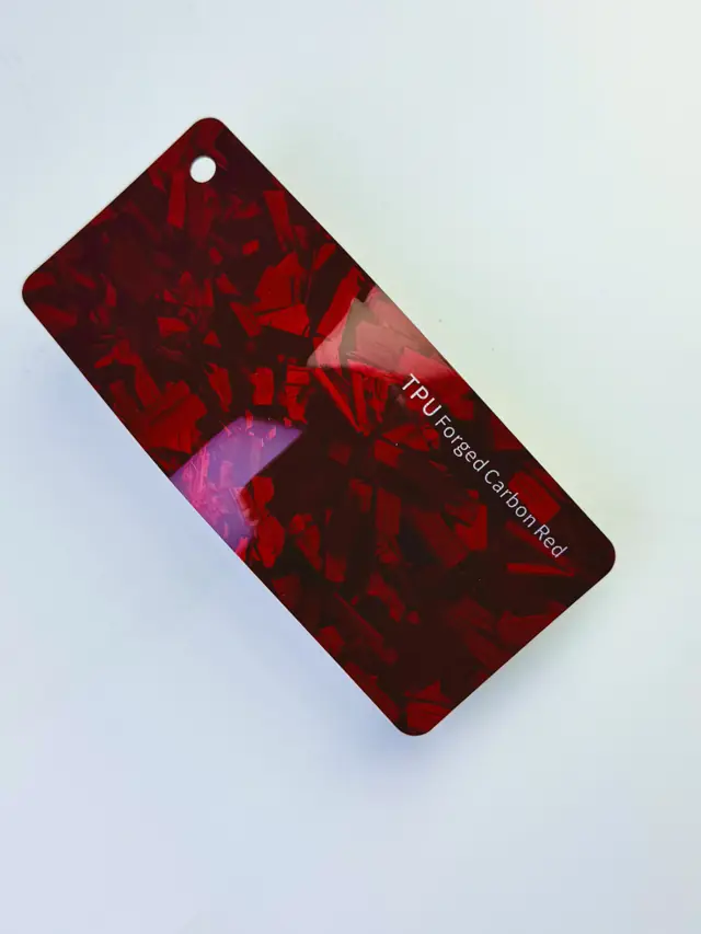 Forged Carbon Red PureShield colour PPF swatch