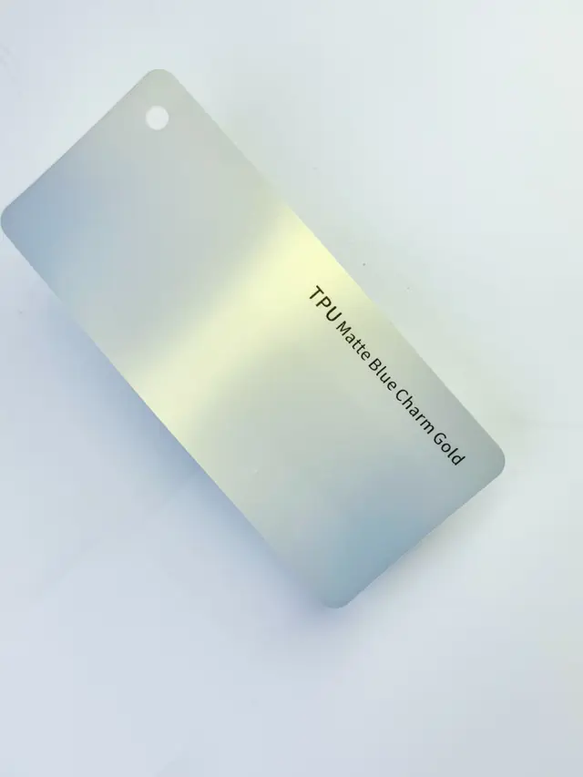 Matte Blue Charm Gold PureShield colour PPF swatch