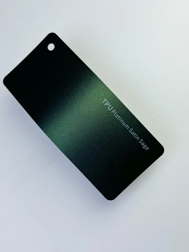 Platinum Satin Sage PureShield colour PPF swatch