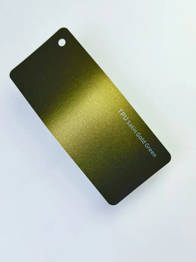 Satin Gold Green PureShield colour PPF swatch